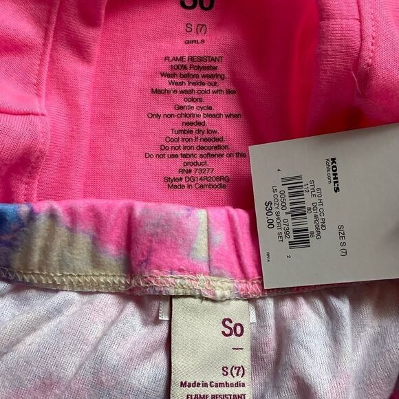 SO Girls Small (7) Top & Shorts Pajama Set - Picture 5 of 6